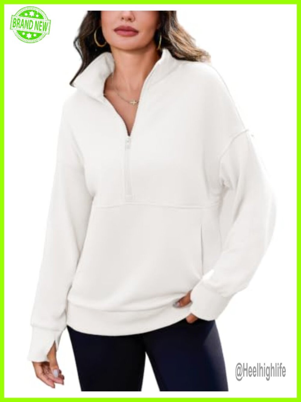 Women's Half Zip Oversized Sweatshirt Drop Shoulder Pullover